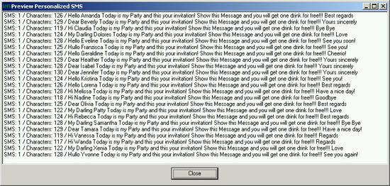 SMS Blaster Screenshot Personalized Bulk Text SMS Preview