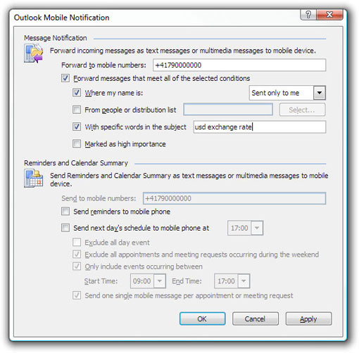 Outlook 2007 Mobile Notification - Message Notification.